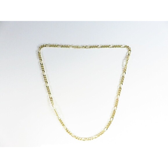 Unisex 925 Gold Gilded Sterling Figaro Chain 20" Long w Lobster Clasp - Picture 4 of 10